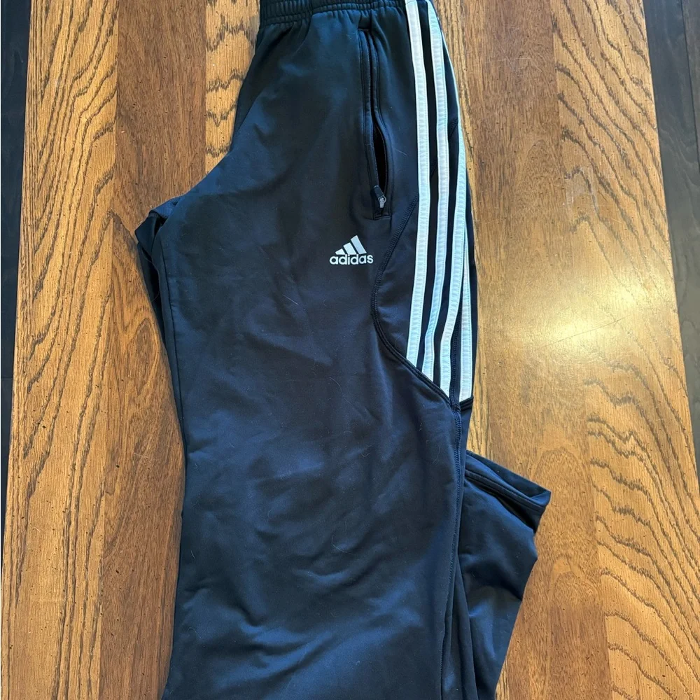 adidas Black Jogger Pants with White Triple Stripes - Picture 2 of 3